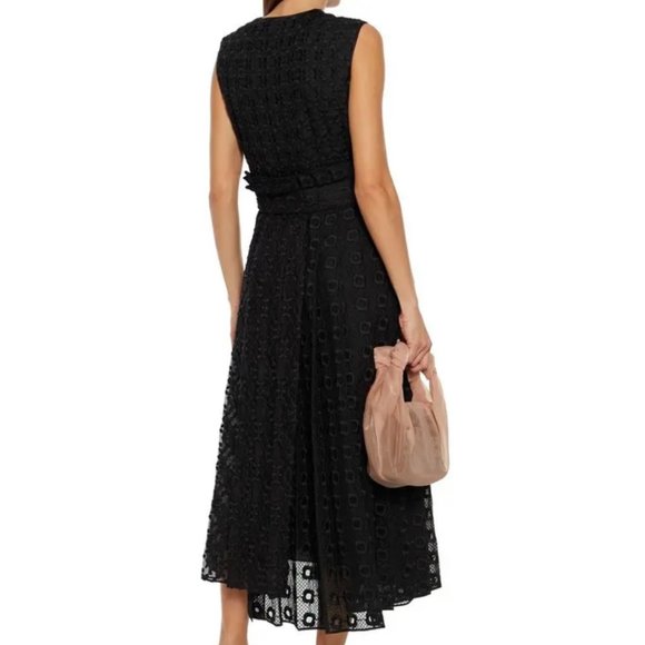FENDI  Belted Silk-organza Midi Dress In Black Size 44IT,MUS - Picture 5 of 15